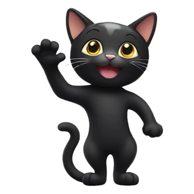 Black cat waving hello sticker