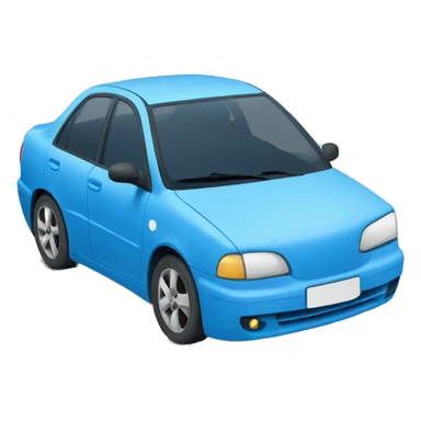 blue car with road sticker