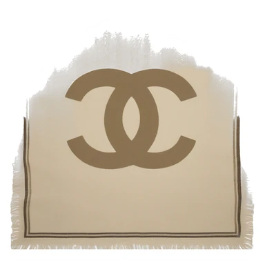 Chanel logo scarf beige wool sticker