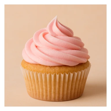 cupcake with pink icing, clean and appealing, focus on the cupcake and frosting, simple background, no text sticker