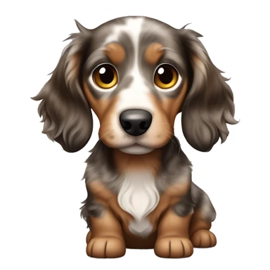 brown Merle long haired Dachshund Puppy full body sticker