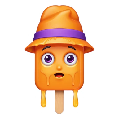orange popsicle with eyes and purple hat sticker