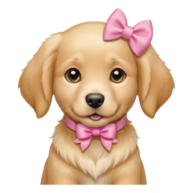 female golden retriever puppy with pink bows above her ears sticker