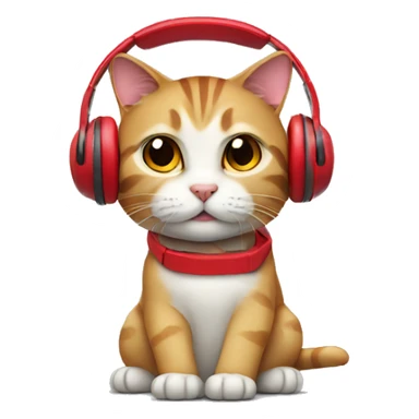 cat with red Headphones sticker