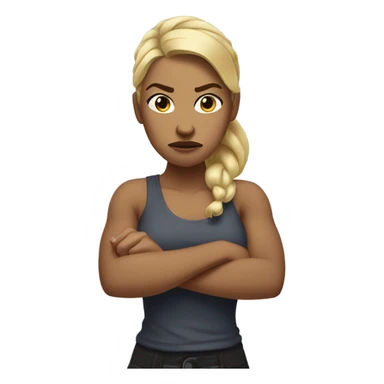 arms crossed angry woman blonde low ponytail hair behind back  sticker