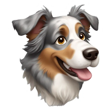 very old australian shepherd with ears pointing upwards, walking slowly sticker