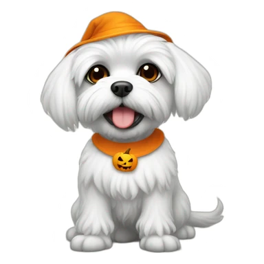 maltese in halloween costume sit sticker