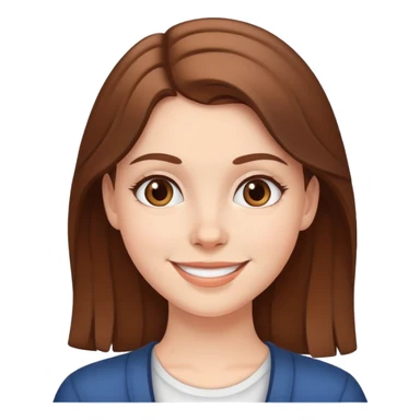 White girl with brown hair, friendly smiling face sticker