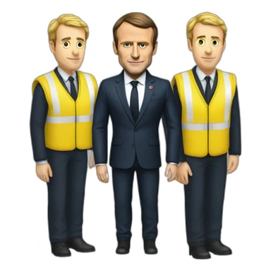 emmanuel macron with a yellow secutiry gilet sticker