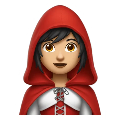 red-ridding-hood-with-long-black-strait-hair-with-white-break sticker