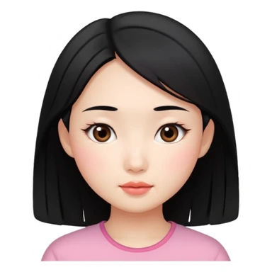 pretty Asian girl with black hair and gentle expression sticker