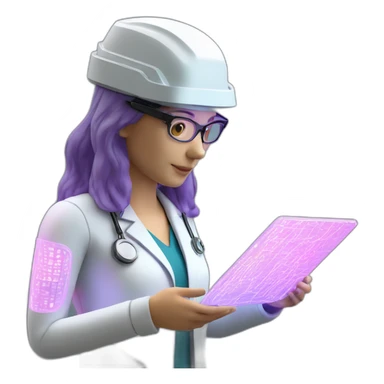 Biomedical-Engineer-studying-hologram-3d-model-of-breast sticker