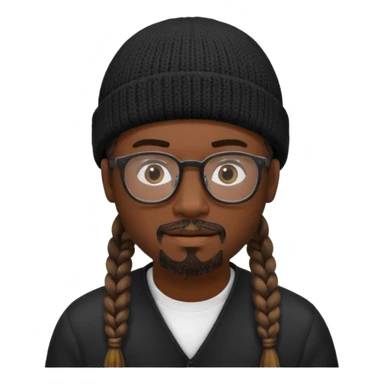 man with braids glasses beanie and goatee sticker