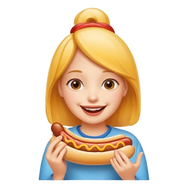 Girl eats hotdog sticker