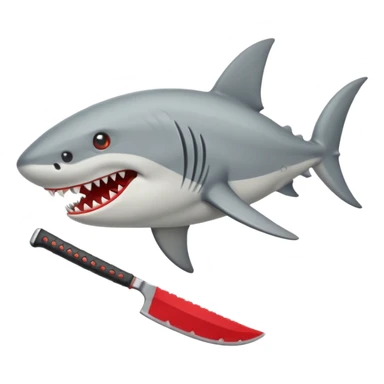 Tiburón con tenis rojos y macheta sticker