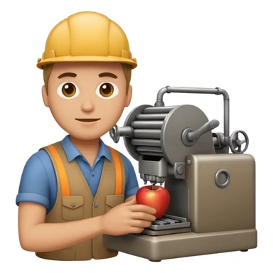 emoji of a man operating an industrial machine, apple emoji style, large size sticker