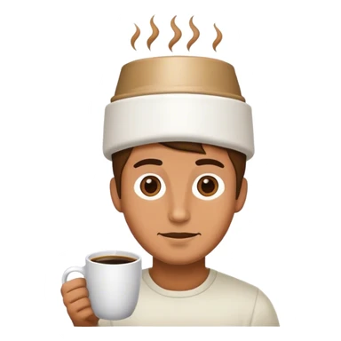 A man wearing a cup sticker