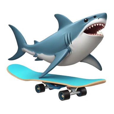 shark riding a skateboard sticker