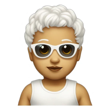 White baby with sort hair and heart sunglasses sticker