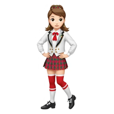 Highland dancing argyle just over the knee socks, blouse, highland dancing jacket, tartan miniskirt and highland dancing shoes sticker