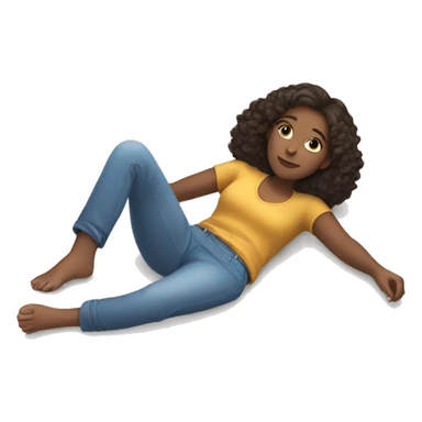 A girl lying down on the floor  sticker