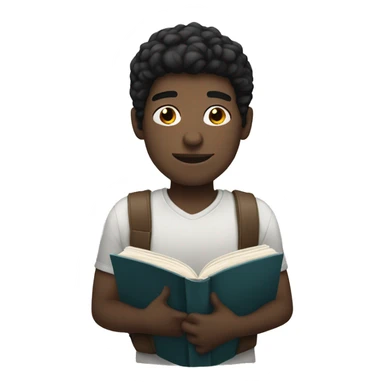 black hair white skin guy with a book  sticker