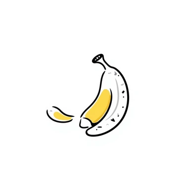 hand-drawn peeled banana showing yellow flesh sticker