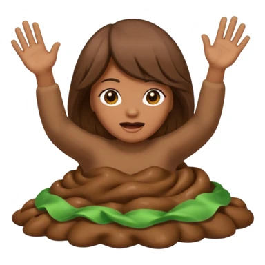 poop wearing a wig and waving hi while pooping sticker