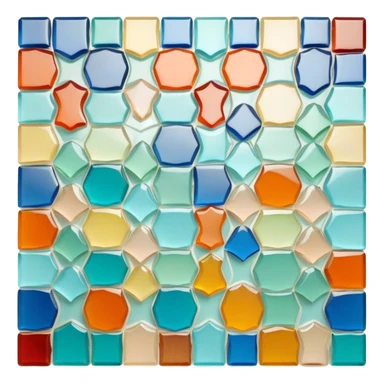 Mosaic icon, colorful stone or glass tiles, intricate patterns, tessellated design, minimalistic style, clean lines, transparent background. sticker