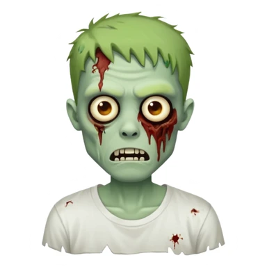 Zombie guy ios emoji wearing a white t shirt sticker