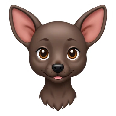 Cinematic Cute Xoloitzcuintle dog Portrait Emoji, Head tilted playfully and inquisitively, featuring smooth, hairless ebony skin with distinctive, artistic wrinkles, round, sparkling dark eyes filled with curiosity, Simplified yet irresistibly adorable features, highly detailed, glowing with a warm, friendly glow, high shine, affectionate and spirited, stylized with a touch of whimsy, bright and endearing, soft glowing outline, capturing the essence of a mischievous yet loving companion, so playful it feels like it could trot out of the screen and into your arms! sticker