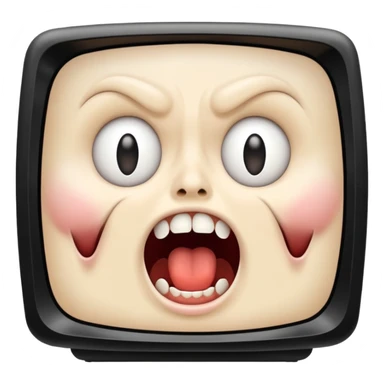 TV screen showing a screaming face sticker