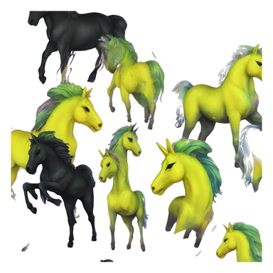 .Zombie_ Vaporwave black holographic oilslick zombie unicorn yellow caution tape graffiti Pegasus sticker