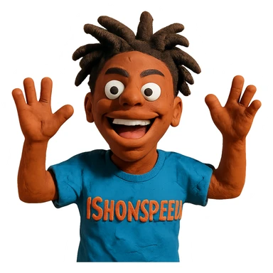 plasticine claymation style portrait of IShowSpeed, energetic sticker