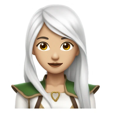 Asian feminine body slim long white hair elf leather costume sticker