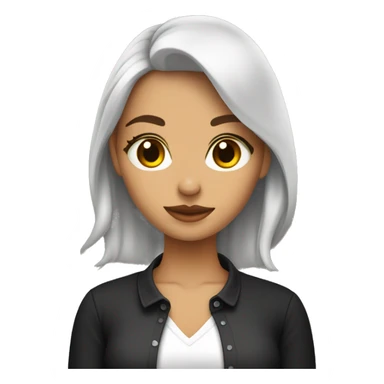 chica blanca y bonita con pelo y ojos color café con camisa color negra  sticker