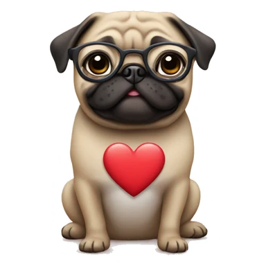 pug with heart eyeglasses sticker