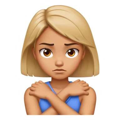 girl arms crossed holding neck and looking angry sticker