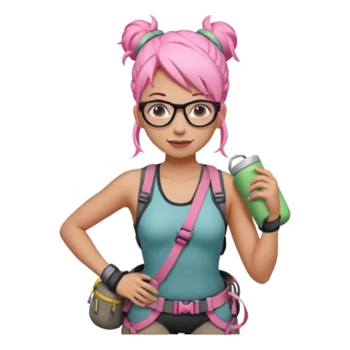 climber woman with pink bun hair and glassess sticker