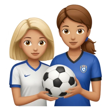 female soccer mentor teaching mentee to pass the ball sticker