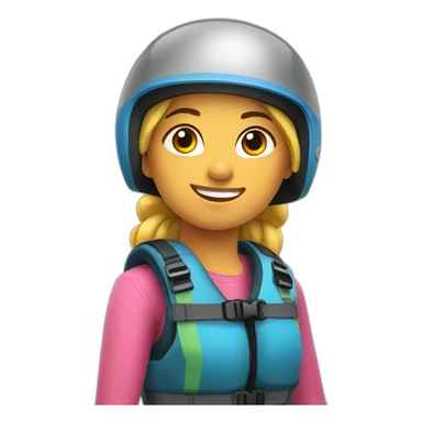 rafting girl wearing helmet and vest posing with paddle sticker