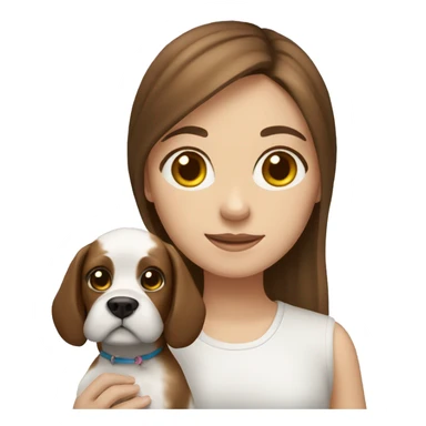 A girl with brown hair and her dog ( is a white shithzu) sticker