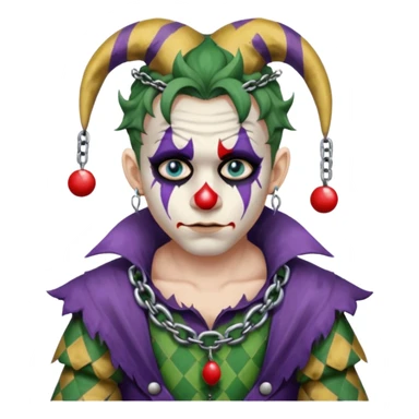 a chained wrangled jester sticker