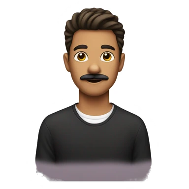 teenager with moustache sticker