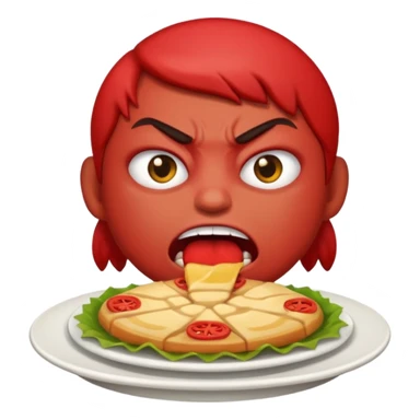 Angry emoji that’s eating a lot of food sticker