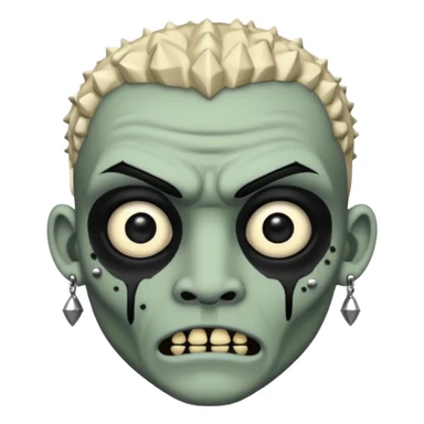 Zumbi man, white, black eye, studded earrings on both ears sticker
