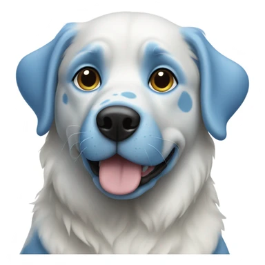 sky blue dog with darker blue spots and a dark blue nose. Her eyes are white with black pupils  sticker