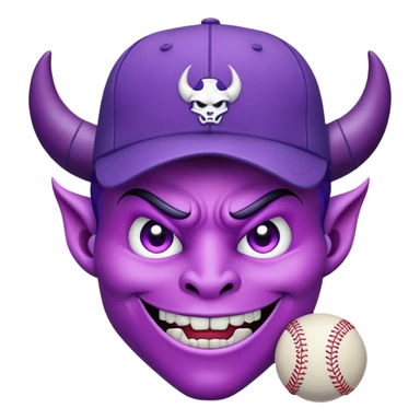 Purple devil with baseball hat sticker