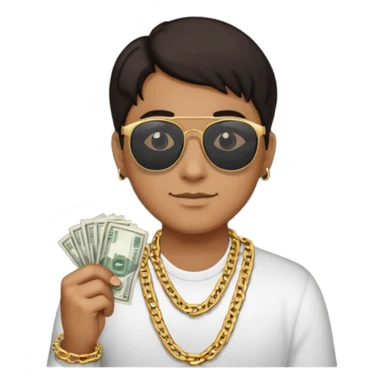 Knight helmet gold chain dark glasses money sticker