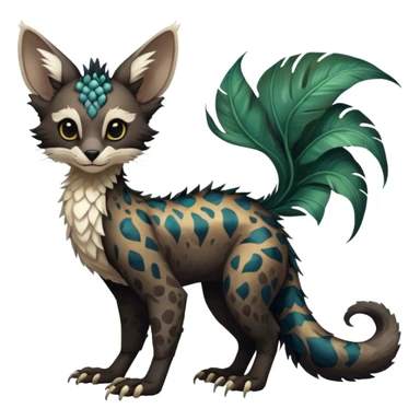 Feral Rare Fantasy dark tropical Vernid-Trico-species by LiLaiRa, random markings, tufted tail, tufted ears, full body sticker